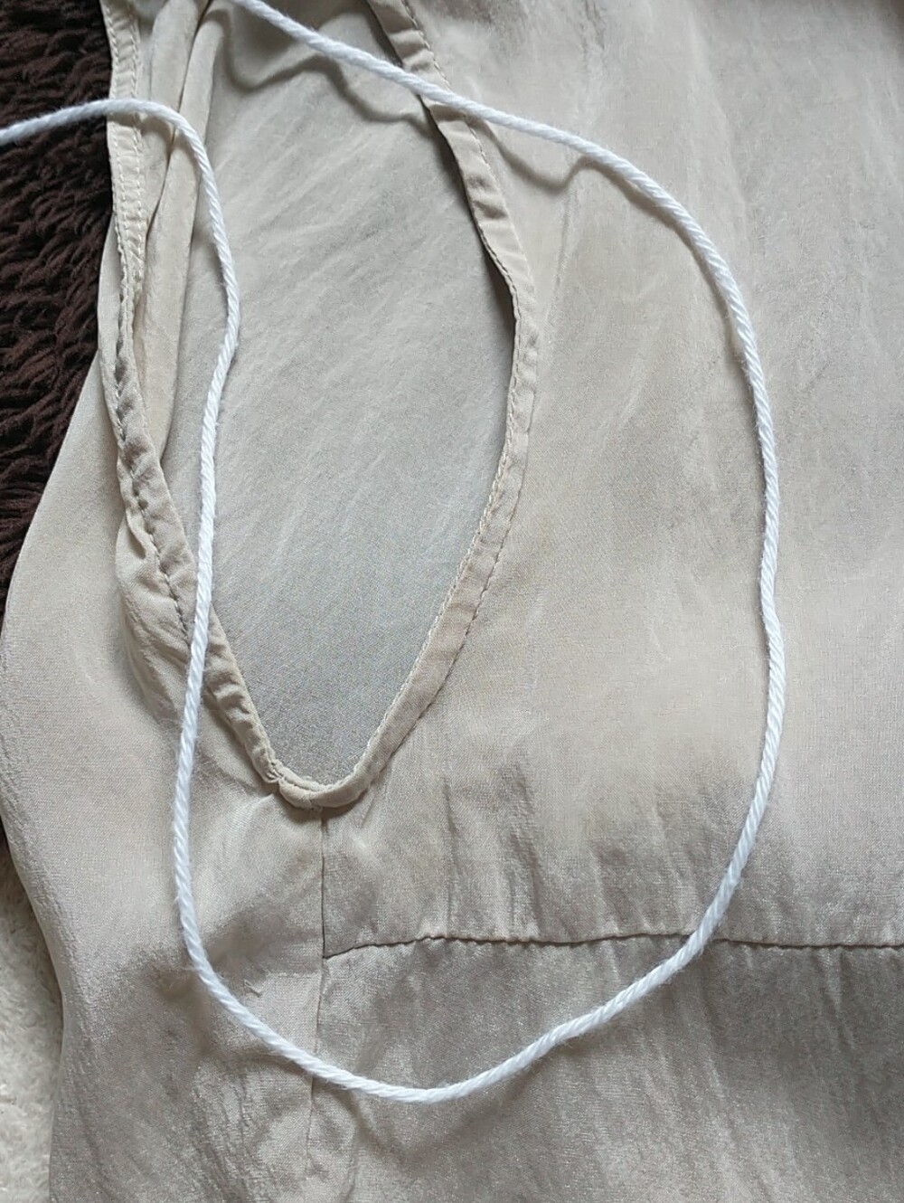 BRUNELLO CUCINELLI Shift Dress M Beige Silk V Neck*READ - Picture 9 of 14